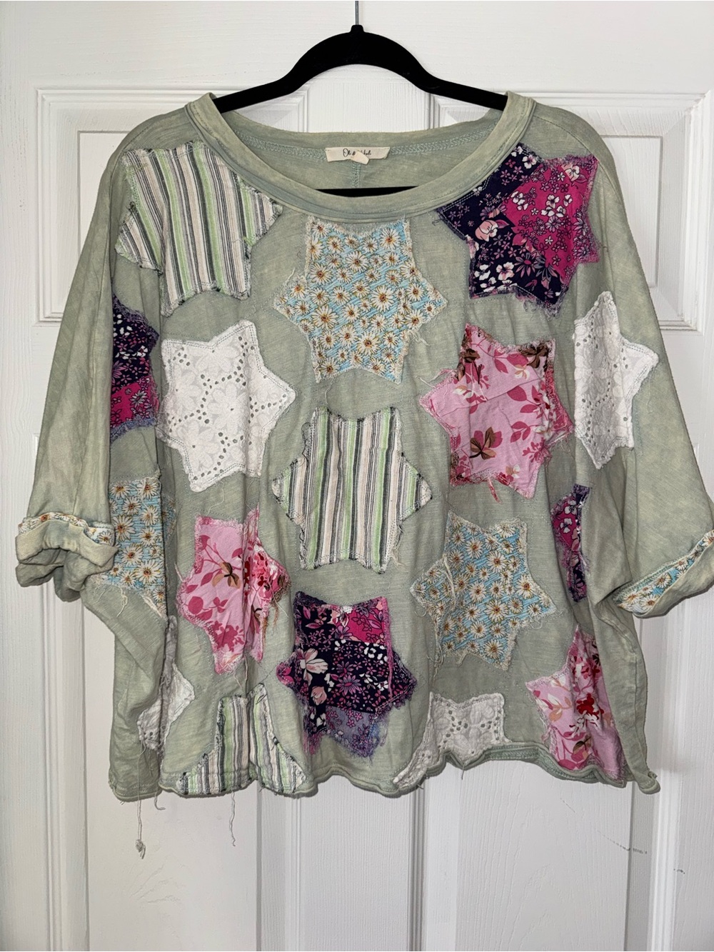Oli & Hali Sage Green Star Patchwork Pullover